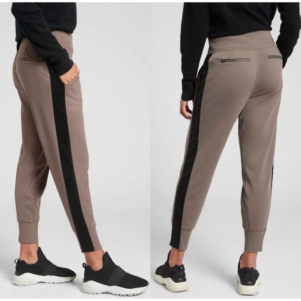 Athleta Venice Velvet Stripe Jogger Brown Black Pants